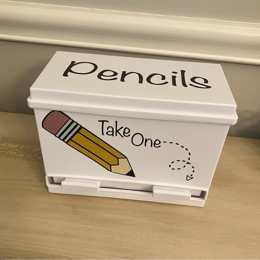 White Plastic Pencil Dispenser Box - Picture 2 of 6